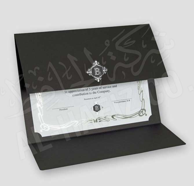 Premium Black Paper Certificate Holder With Silver Print 