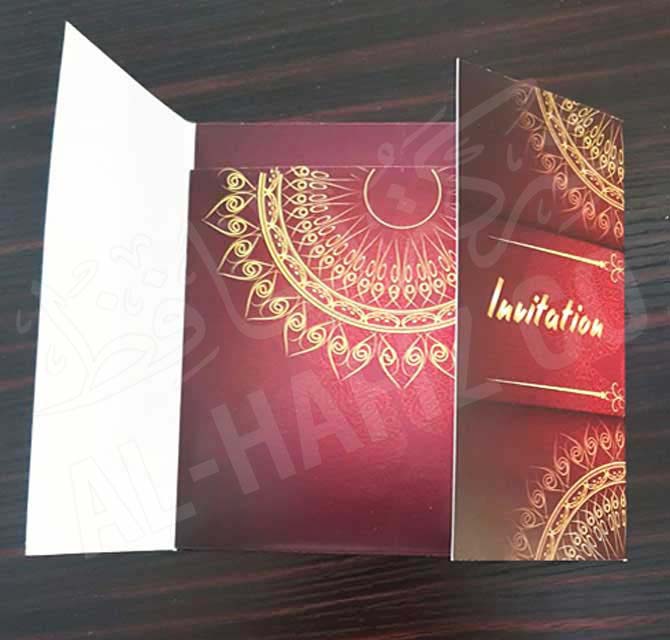  Fancy Invitation card - Red with Golden Print