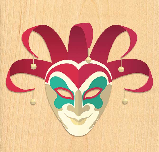 قزحي الألوان الرقمية المطبوعة قناع - المهرج