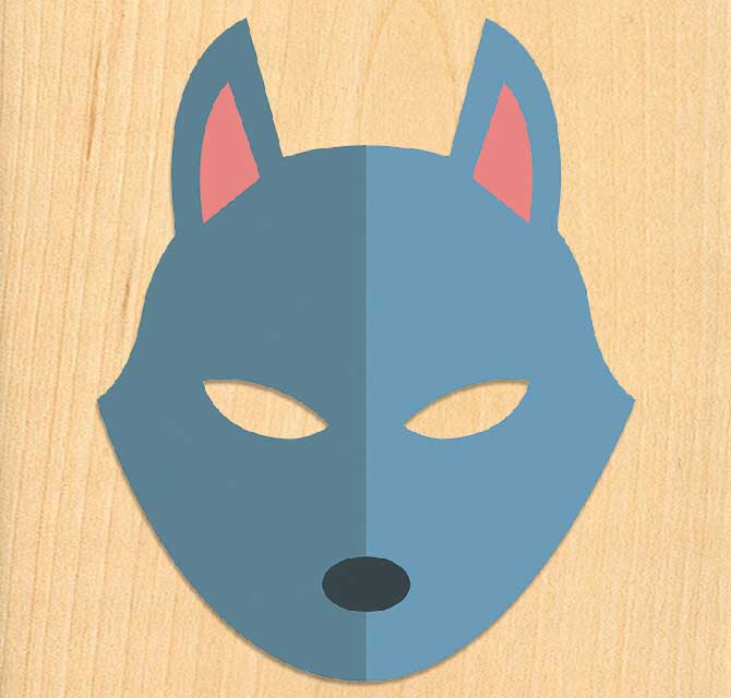 قزحي الألوان الرقمية المطبوعة قناع - الذئب