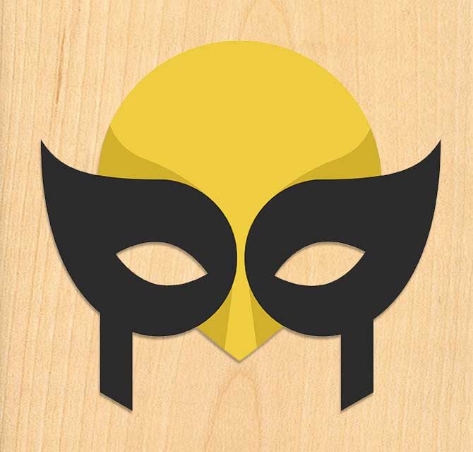 قزحي الألوان الرقمية المطبوعة قناع - الأصفر ولفيرين