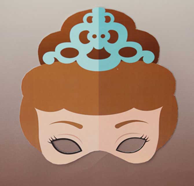 قناع ورق مطبوع مقصوص من قالب ـ سندريلا