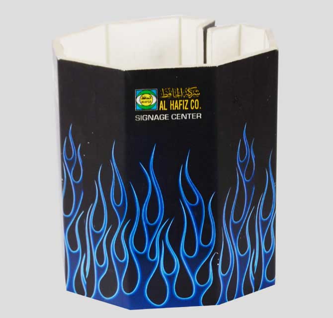  Pen Holder Round - Blue Flames