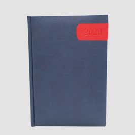 Customized PU Leather Blue Diary 2020 with Red patch 