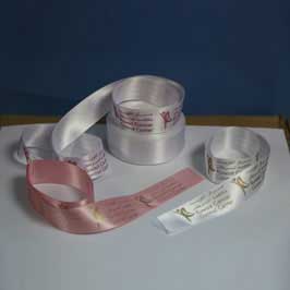 Personalized satin Ribbons - White/Pink