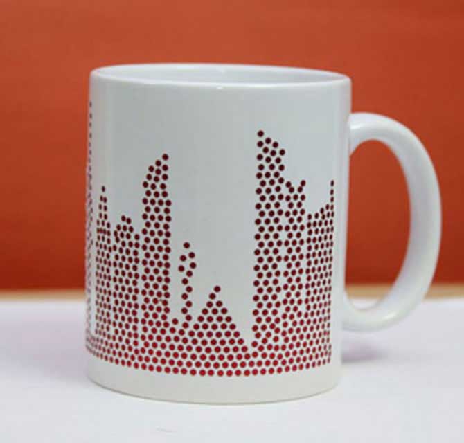 Spangle Mug - Kuwait Skyline (Red)
