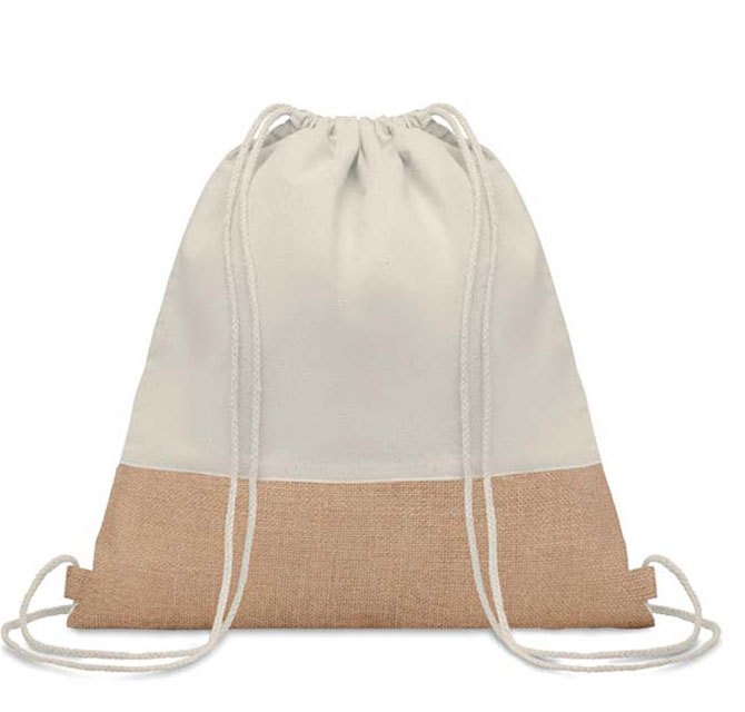 TRIGE - GRS-certified Recycled Cotton & Jute Drawstring Bag - Natural