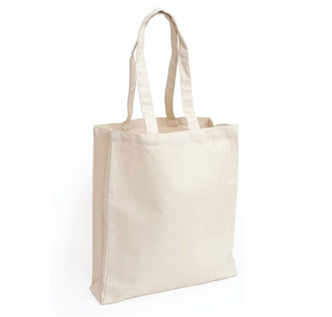Eco Friendly Cotton Shopping Bag With Gusset - Natural