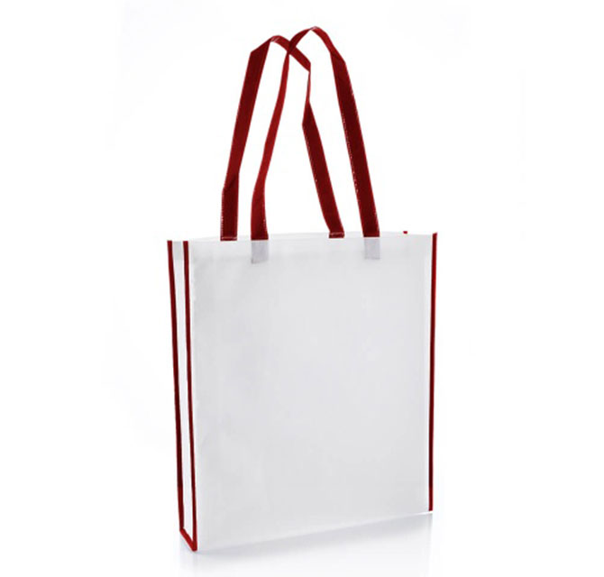 Non-Woven Shopping Bag Vertical White/Maroon