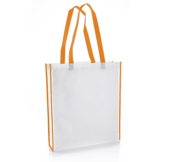 Non-Woven Shopping Bag Vertical White/Orange