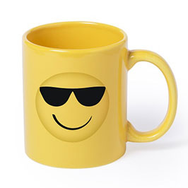 370ml Ceramic Mug With Fun Emoji Designs - Sunglass