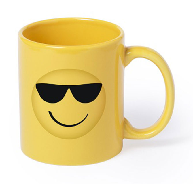 370ml Ceramic Mug With Fun Emoji Designs - Sunglass