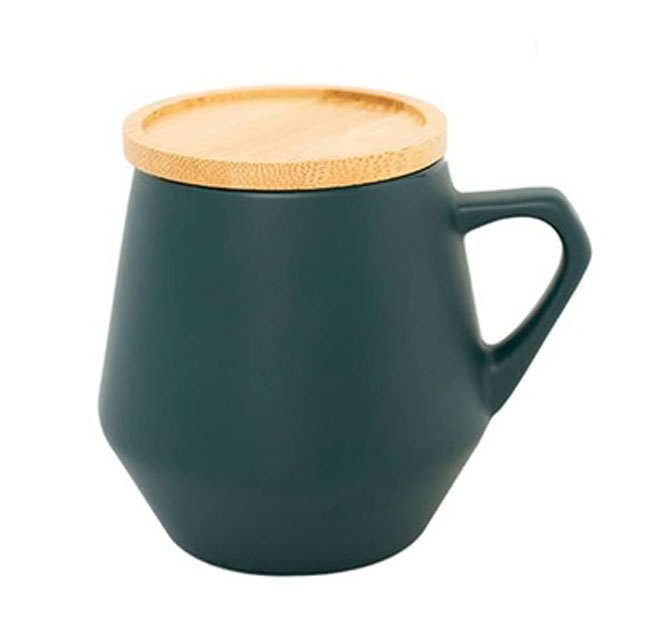 SEVILLA - eco-neutral Ceramic Mug with Bamboo Lid - Dark Green