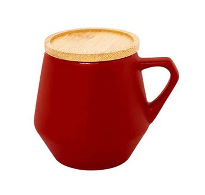SEVILLA - eco-neutral Ceramic Mug with Bamboo Lid - Red