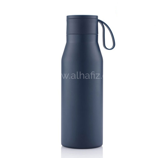 R-NEBRA - CHANGE Collection Recycled Stainless Steel Vacuum Bottle with Loop - Navy Blue