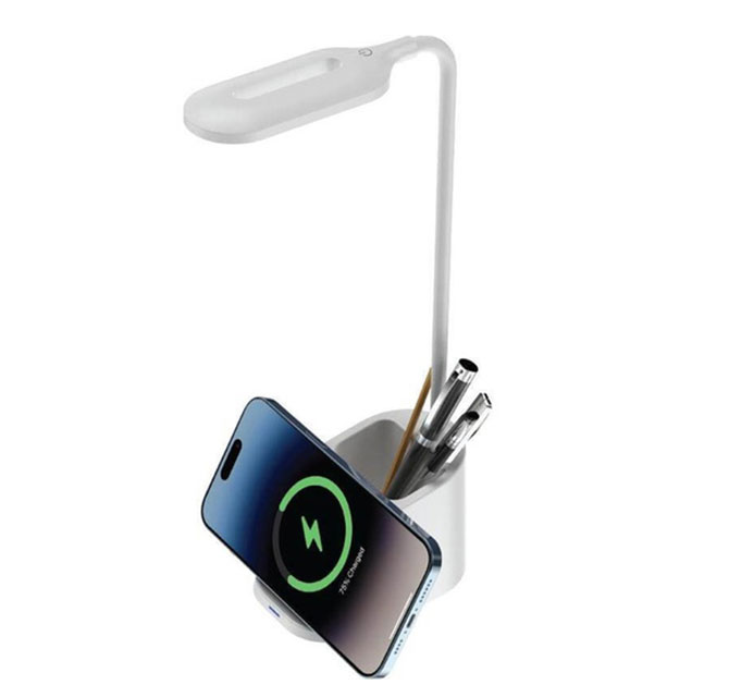 ALMERE - Giftology 3-in-1 Desk Lamp with 15W Wireless Charger & Pen Holder - White