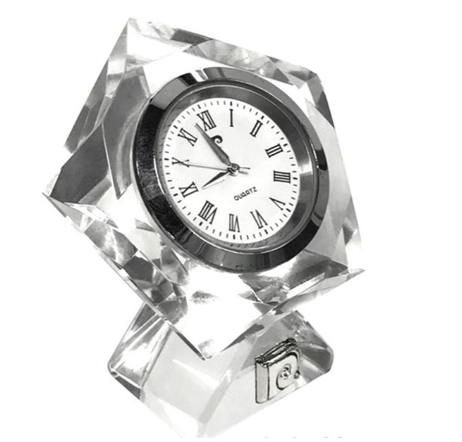 Cluny - Pentagon Crystal Desk Clock by Pierre Cardin - Regular