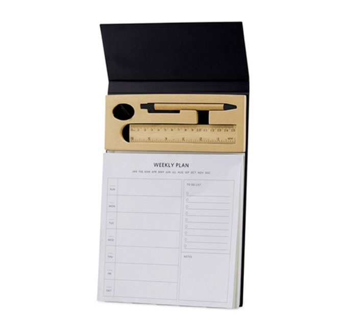 ACERRA - A4 Weekly Desk Planner with Pen, Ruler and U-clips