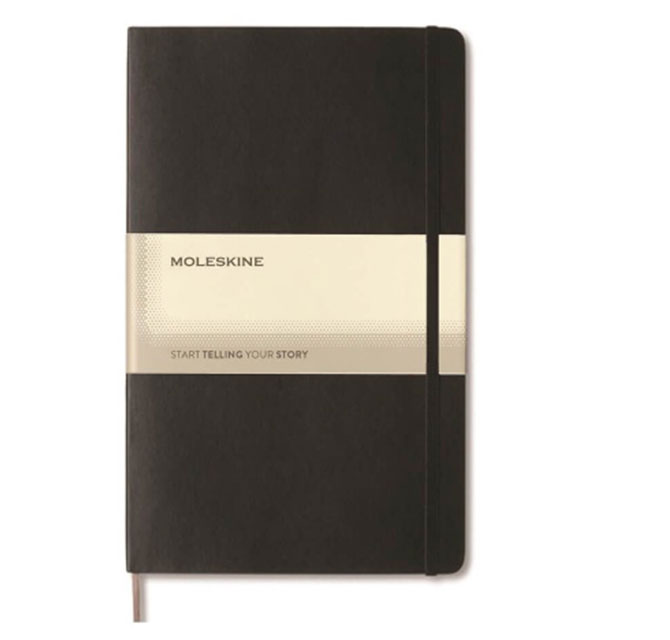 Moleskine Hard Cover, Medium Size Ruled Notebook - Black