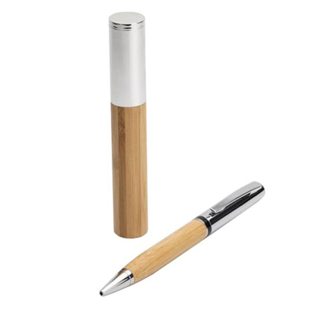 ATCA - eco-neutral Metal Pen with Bamboo Barrel - Natural