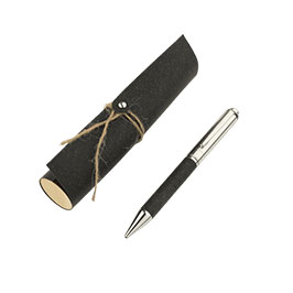 Koru - Eco-neutral Metal Pen With Recycled Leather Barrel - Black