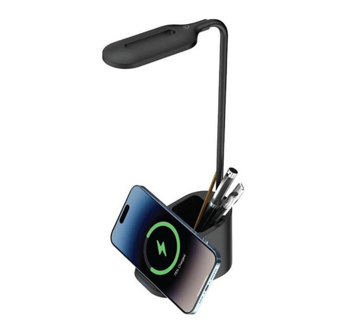 ALMERE - Giftology 3-in-1 Desk Lamp with 15W Wireless Charger & Pen Holder - Black