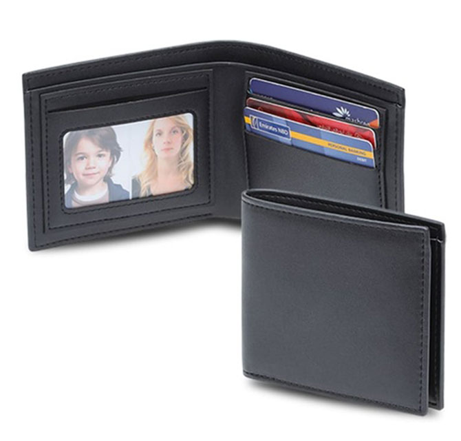 KEMI - Mens Compact Bifold PU Wallet - Black