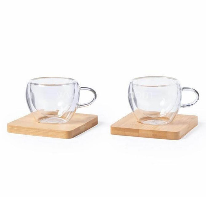 PAMA - Set of 2 Expresso Cup with Bamboo Coaster