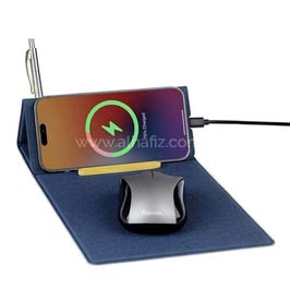 Blace - Change Zero Recycled Pu 15w Wireless Mousepad & Desk Organizer - Navy Blue