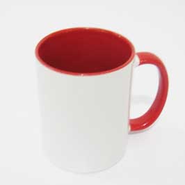    White Cup -Red Inner and Handle