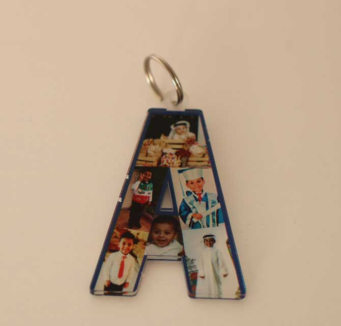Key Chain - Laser Cut Alphabet with Picture Collage 
