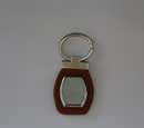 Metal and Faux Leather Keychain - Brown