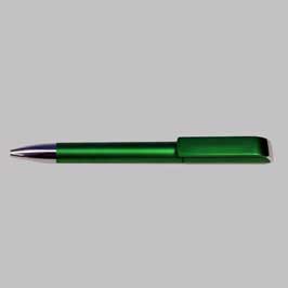 قلم بلاستيك مع مشبك وطرف مدبب فضي  ـ أخضر