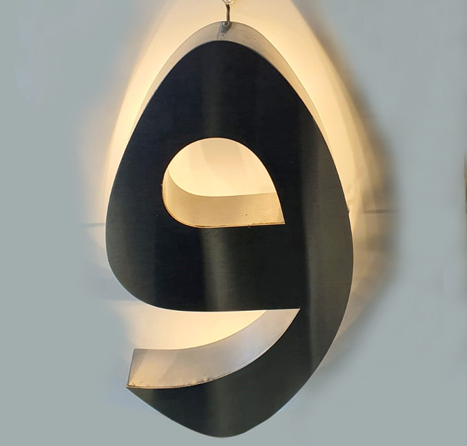 Rimless Built-up Stainless-Steel Letter with [Reverse Lit (Backlit/Halo)] illumination