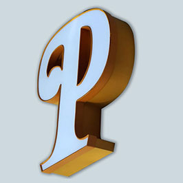 Trim Capped Channel Sign Letter with Flat Cut illuminated Acrylic & Painted Zincore Side Returns