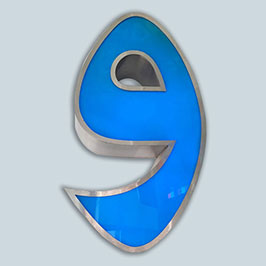 Built up Rim & Return Stainless Steel Letter with Flat Cut Blue Acrylic