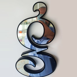 Flat Cut Black Color MDF Sign Letter with Mirror Stainless Steel
