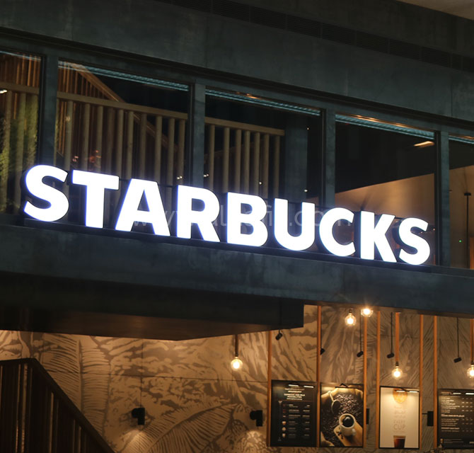 3D channel letters embossed & illuminated with LED front lit