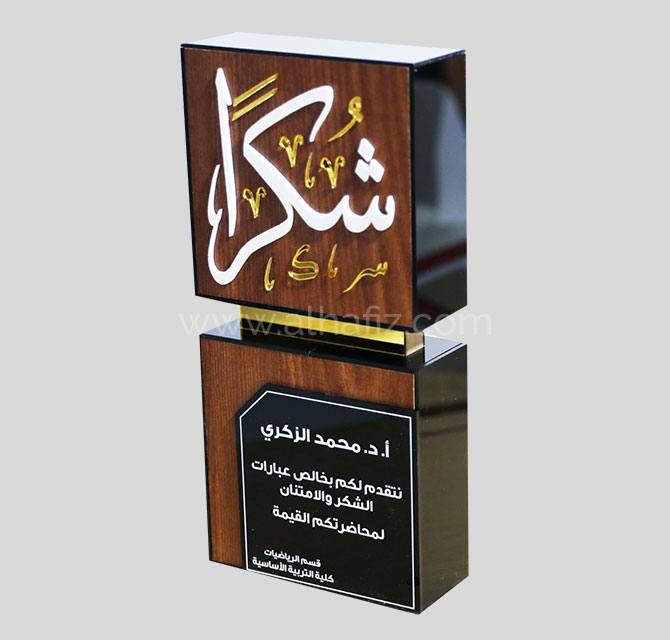 Personalized Wooden Shield with Embossed Acrylic Letters