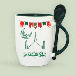 Customized Ramadan Mugs with Spoon Black
