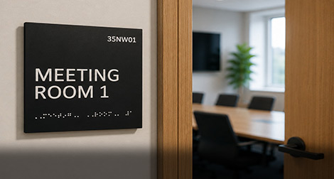 Accessible meeting room with braille 