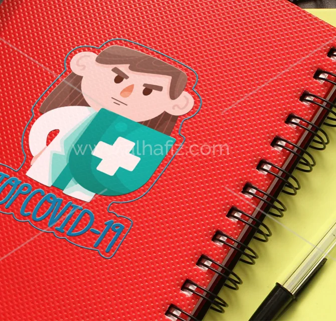 Red Wire Bound Notebook – COVID-19 Awareness Print