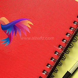 Red Wire Bound Notebook with Logo Print Red Wire Bound Notebook with Logo Print