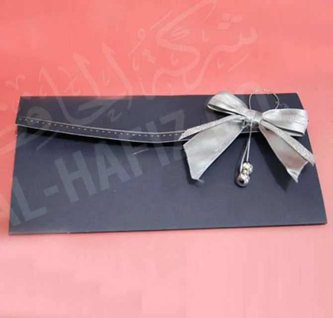  Invitation Card - Black with Ribbon Bow