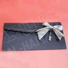  Invitation Card - Black with Ribbon Bow