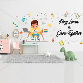 Play Learn Grow Kids Room Wallpaper