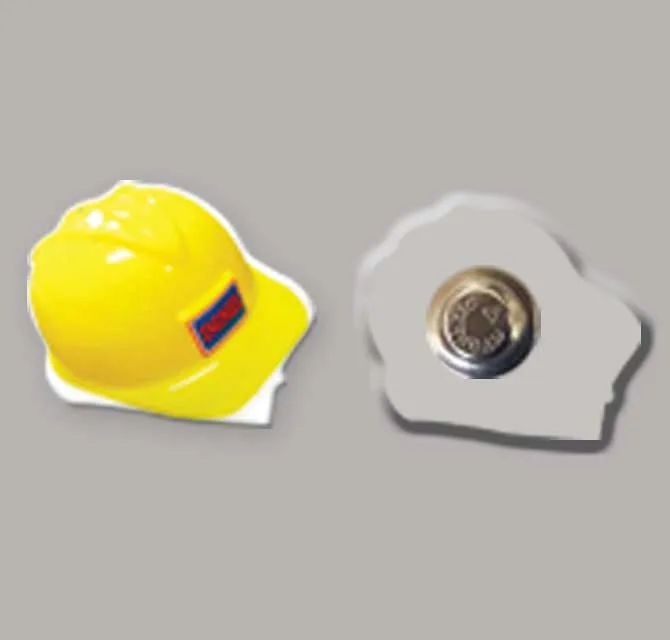 Acrylic Badge with Button Closure - Safety Hat