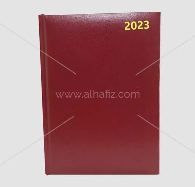 مفكرة شخصية بغلاف صلب من جلد PU 2023 بملمس ناعم - عنابي
