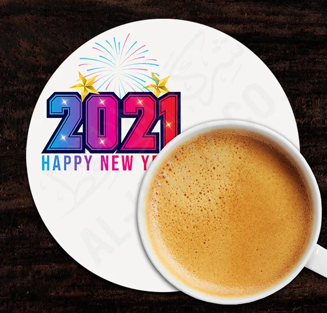 Happy New Year Round Tea Coaster