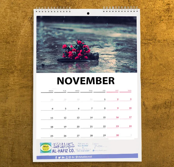 Customized Wall Calendar with Flowers Picture Printing 